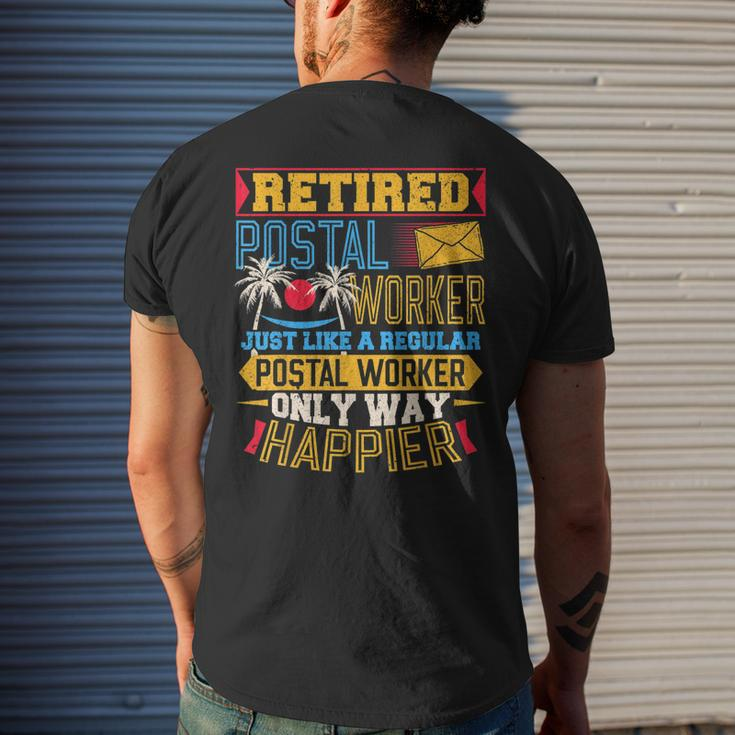 Retired Postal Worker Mailman Retirement V4 Mens Back Print T-shirt Gifts for Him
