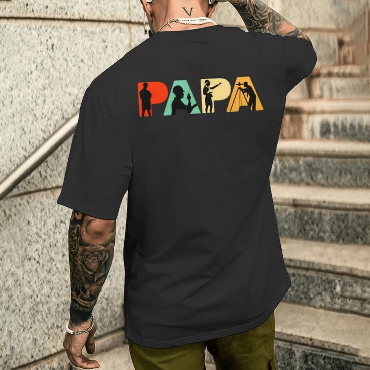 Retro-Bauingenieur Papa Stolzer Bauingenieur Papa T-Shirt mit Rückendruck Geschenke für Ihn