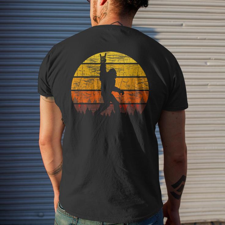 Retro Bigfoot Rock On Silhouette Sunset Believe 80S Graphic Men's T-shirt  Back Print - Monsterry