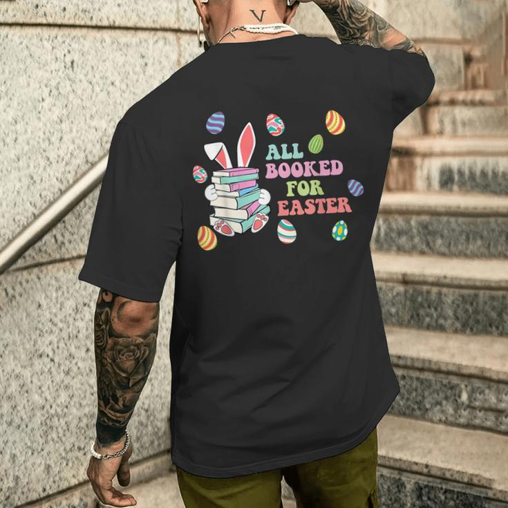 Retro All Booked For Easter Bunny Bookish Bookworm Teacher Men's T-shirt Back Print Gifts for Him