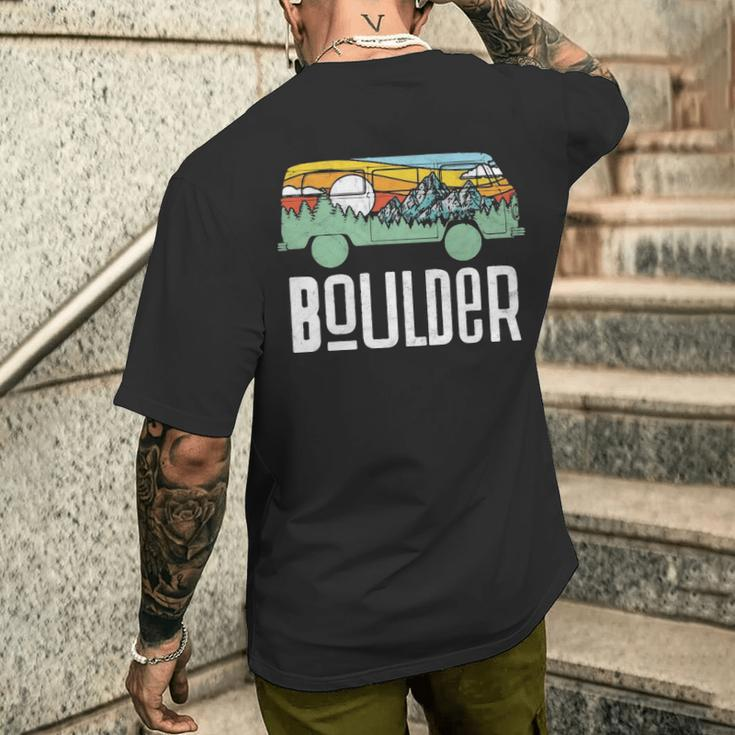Retro Boulder Colorado Outdoor Hippie Van Graphic Men's T-shirt Back Print Gifts for Him