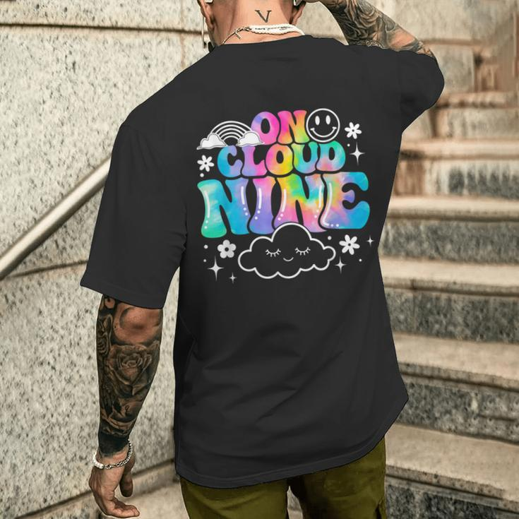 Retro On Cloud Nine Tie Dye Happy 9Th Birthday 9 Years Old Men's T-shirt Back Print Gifts for Him