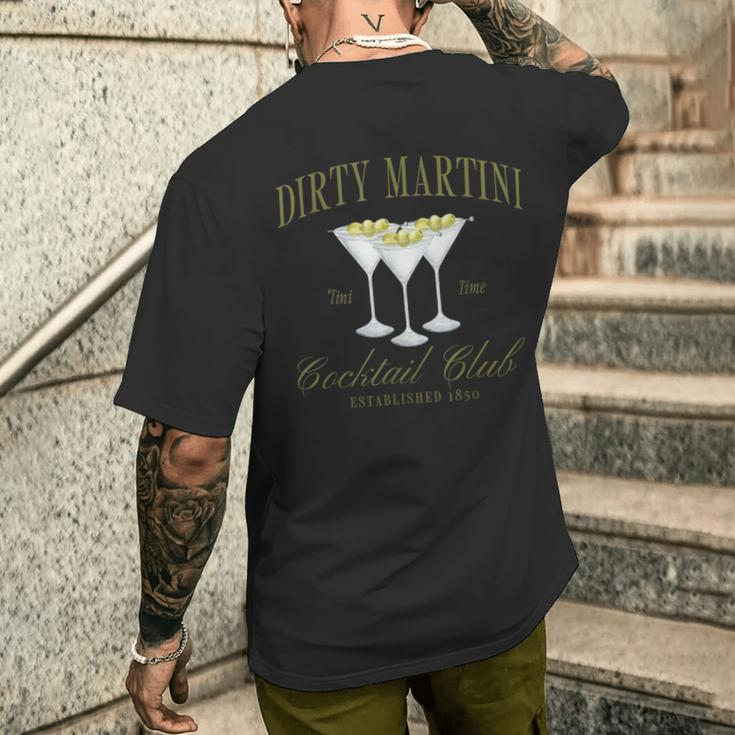 Retro Dirty Martini Cocktail And Social Club Drinking Men's T-shirt Back Print Gifts for Him