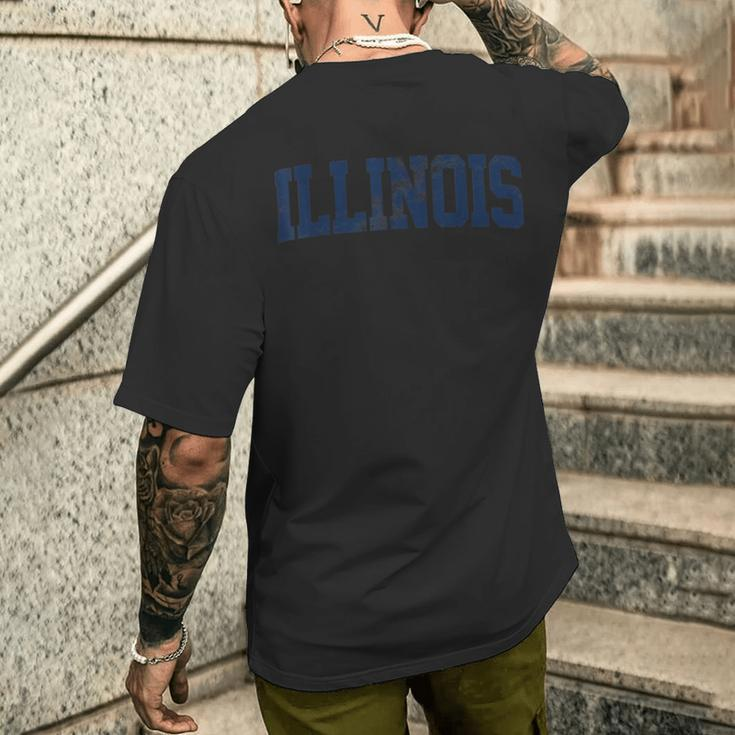 Retro Illinois Vintage Illinois Orange Blue Throwback Il Men's T-shirt Back Print Gifts for Him