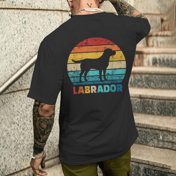 Retro Labrador Silhouette Kurzärmliges Herren-T-Kurzärmliges Herren-T-Shirt im Sonnenuntergang Design Geschenke für Ihn