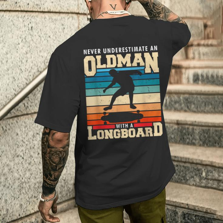 Retro Longboarder Longboard T-Shirt mit Rückendruck Geschenke für Ihn