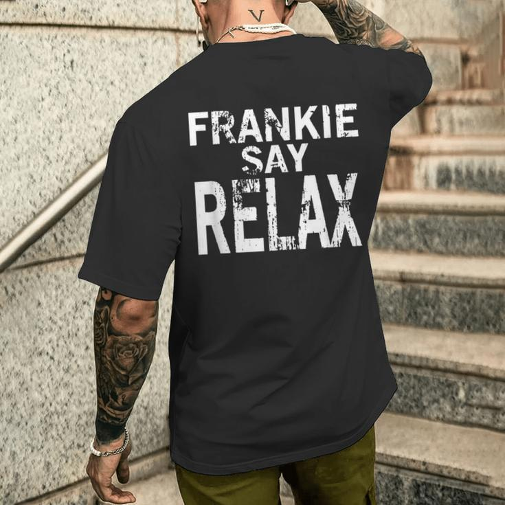 Retro-Stil Frankie Say Relax Schwarzes Kurzärmliges Herren-T-Kurzärmliges Herren-T-Shirt, 80er Jahre Musik Fan Tee Geschenke für Ihn