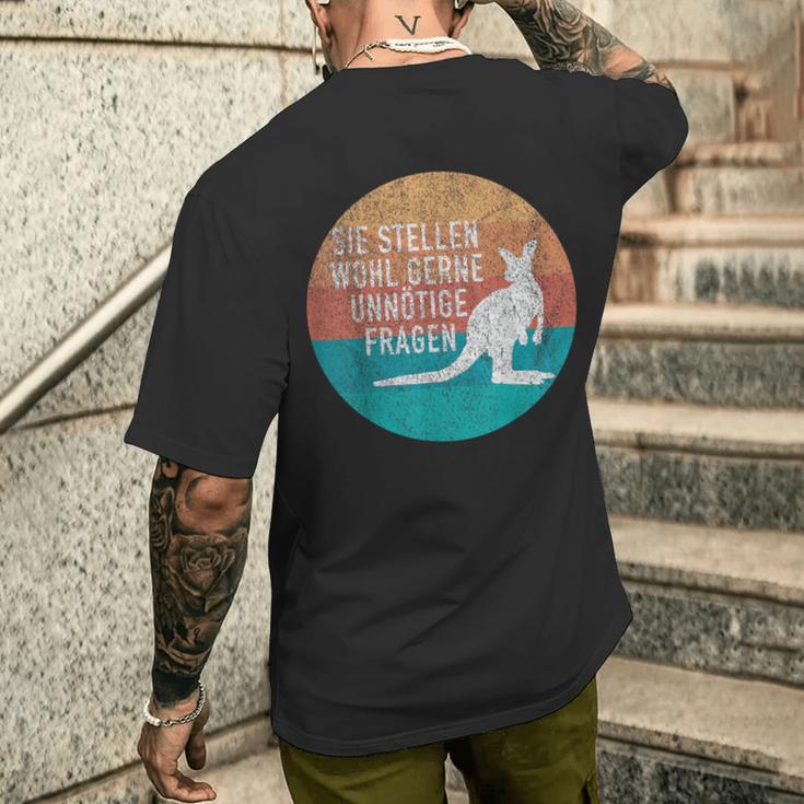 Retro Stil Känguru Kurzärmliges Herren-T-Kurzärmliges Herren-T-Shirt Unnötige Fragen Spruch Geschenke für Ihn