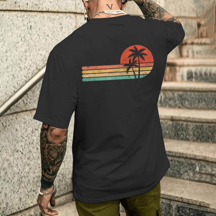 Retro Style Tropical Vintage Sunset Beach Palm Tree Men's T-shirt Back Print Funny Gifts