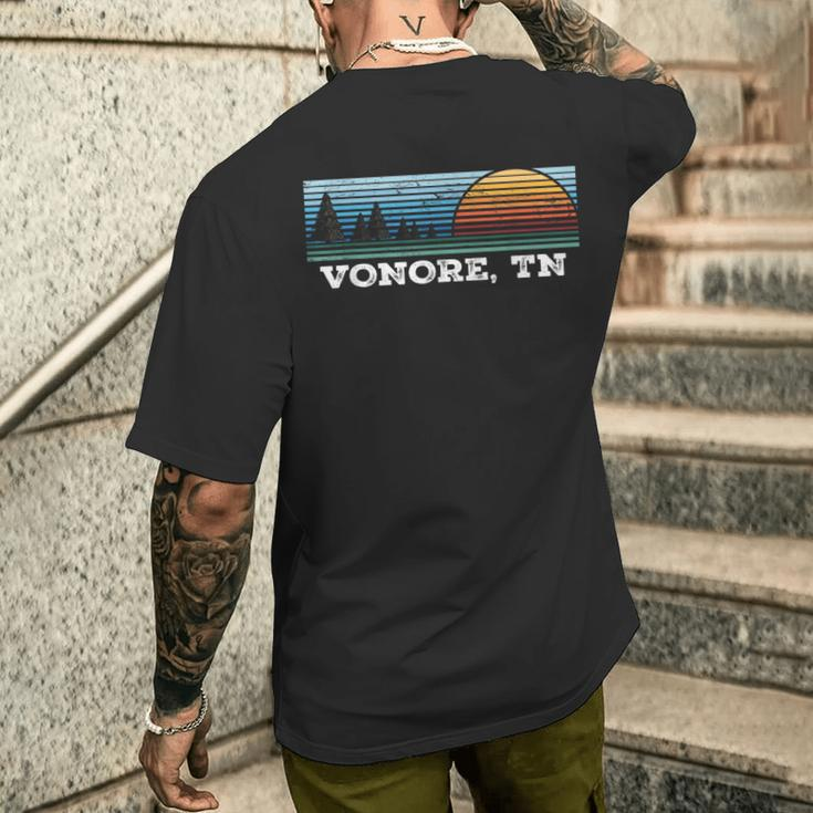 Retro Sunset Stripes Vonore Tennessee Men's T-shirt Back Print Gifts for Him