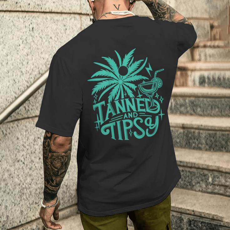 Retro Tanned And Tipsy Beach Summer Vacation On Back Men's T-shirt Back Print Gifts for Him