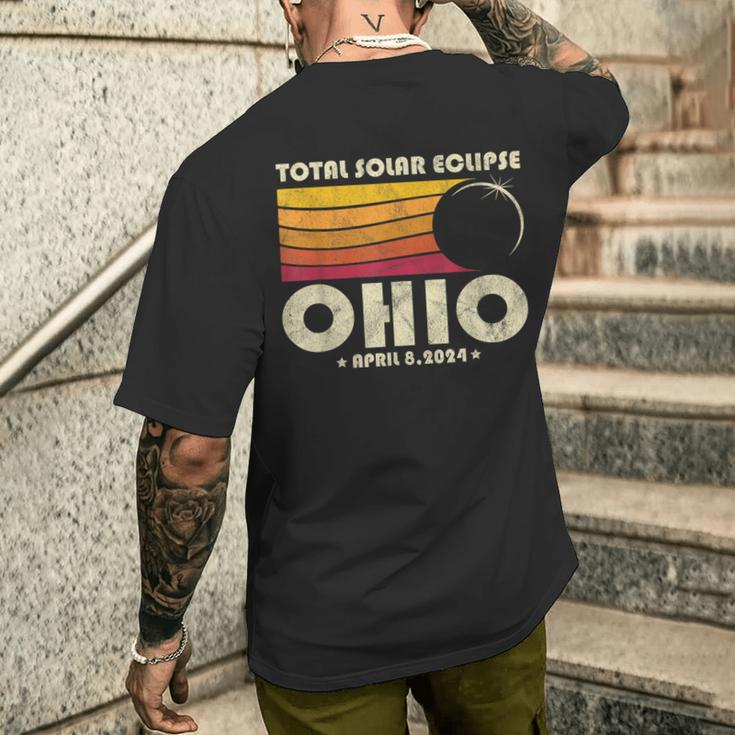 Retro Total Solar Eclipse 2024 Ohio Usa Totality Men's T-shirt Back Print Gifts for Him