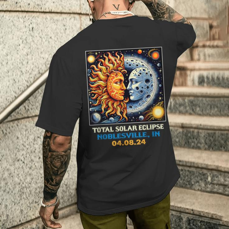 Retro Total Solar Eclipse Noblesville Indiana Men's T-shirt Back Print Gifts for Him