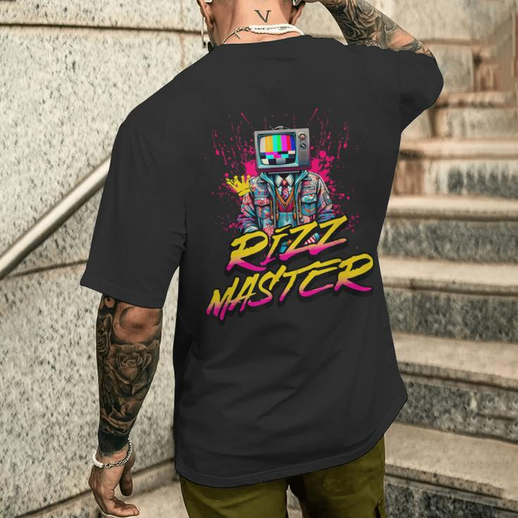 Retro Tv Head Rizz Master Vintage Cool Kid Statement Men's T-shirt Back Print Gifts for Him