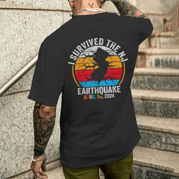 Retro Vintage I Survived The Nj Earthquake Men's T-shirt Back Print Gifts for Him
