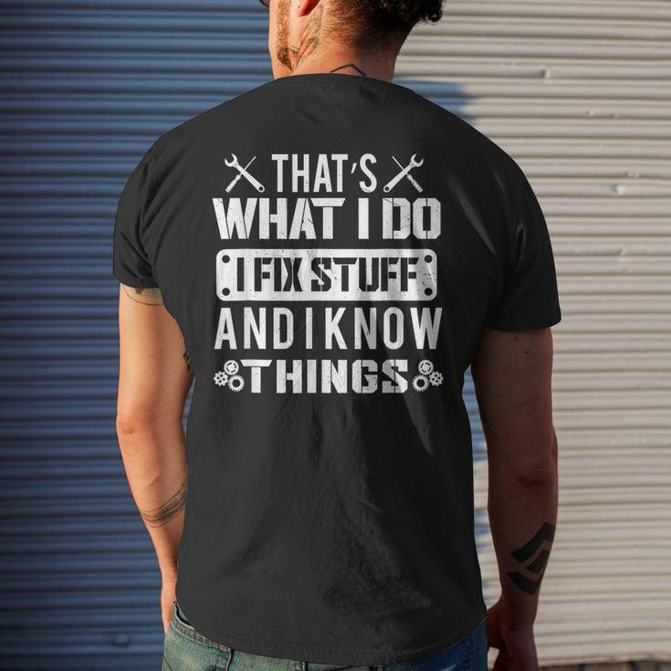 Retro Vintage Thats What Do Fix Stuff And I Know Things Mens Back Print T-shirt Gifts for Him