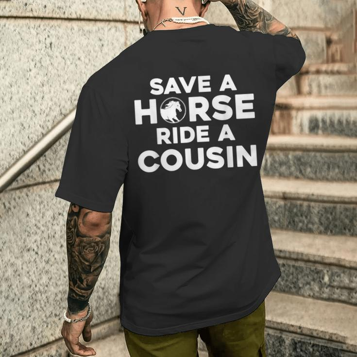 Rette Einen Pferderitt Ein Cousin Hillbilly Redneck T-Shirt mit Rückendruck Geschenke für Ihn