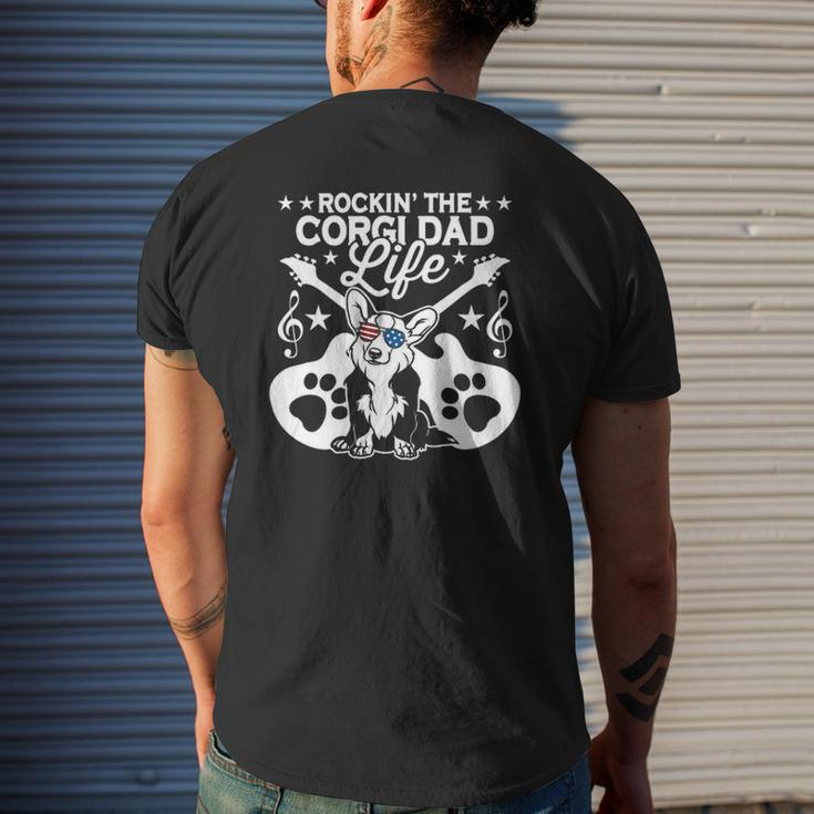 Rockin' The Corgi Dad Life Dog Lover Guitar Musician Mens Back Print T-shirt Gifts for Him