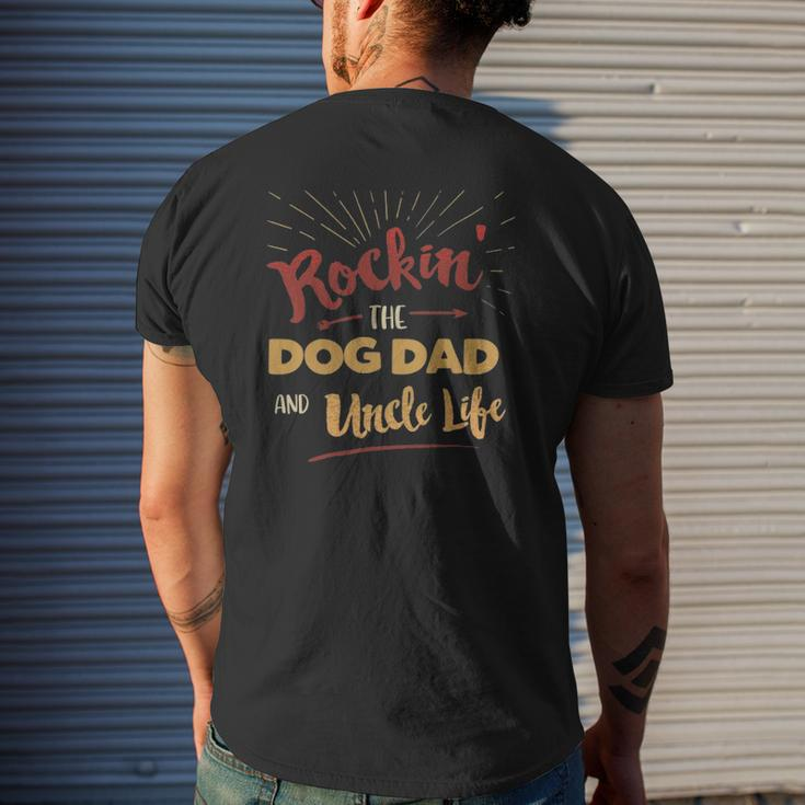 Rocking The Dog Dad And Uncle Life Father's Day Mens Back Print T-shirt Gifts for Him