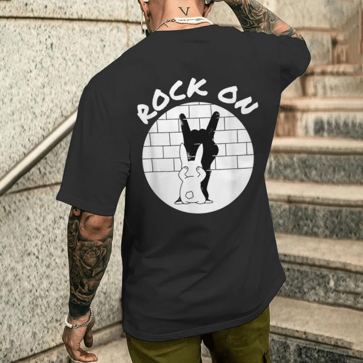 Rock'n'roll Hand Rabbit T-Shirt mit Rückendruck Geschenke für Ihn