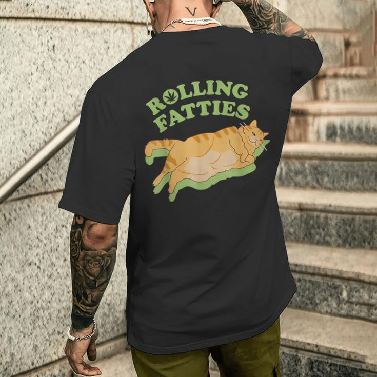 Rolling Fatties Weed Cat Marijuana Men's T-shirt Back Print Gifts for Him