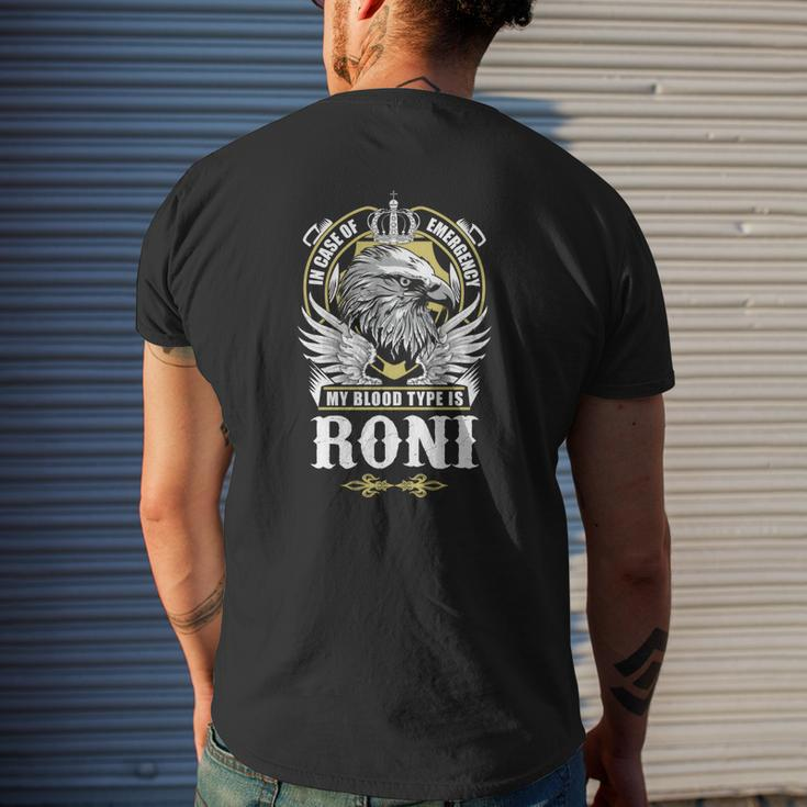 Roni Name In Case Of Emergency My Blood Mens Back Print T-shirt Gifts for Him