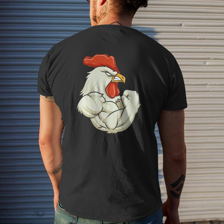 Rooster At The Gym Swole Workout Mens Back Print T-shirt Gifts for Him