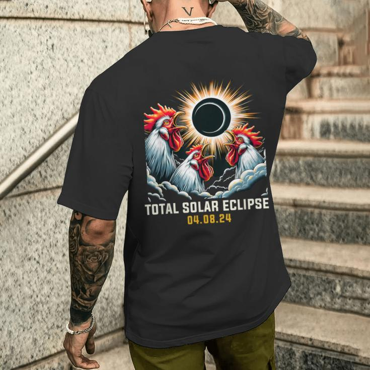Rooster Howling At Solar Eclipse Men's T-shirt Back Print Gifts for Him