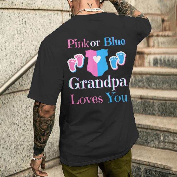 Rosa Oder Blau Opa Liebt Dich Papa Babyparty Geschlecht Enthüllen T-Shirt mit Rückendruck Geschenke für Ihn