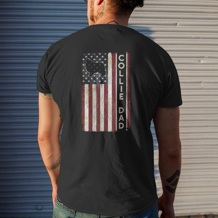 Rough Collie Dad 4Th July American Flag Father's Day Mens Back Print T-shirt Gifts for Him