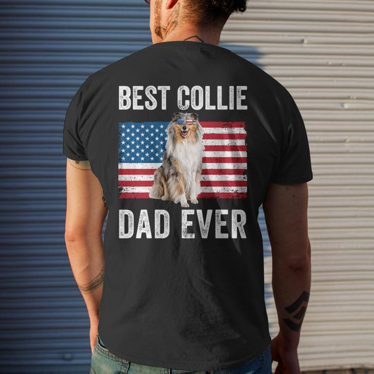 Rough Collie Dad American Flag Collie Dog Lover Owner Mens Back Print T-shirt Gifts for Him