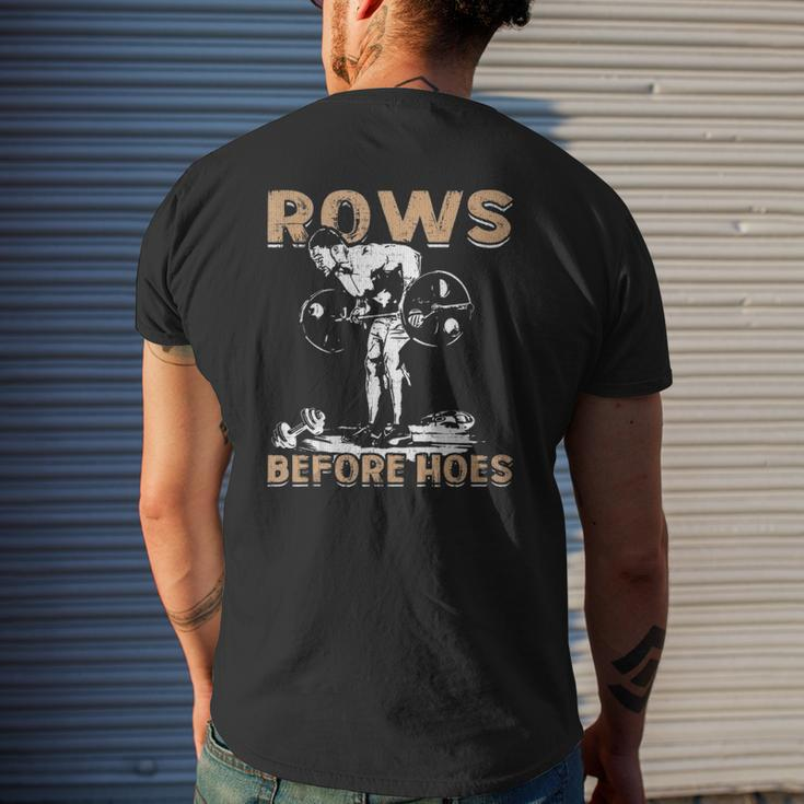 Rows Before Hoes Bodybuilding Mens Back Print T-shirt Gifts for Him