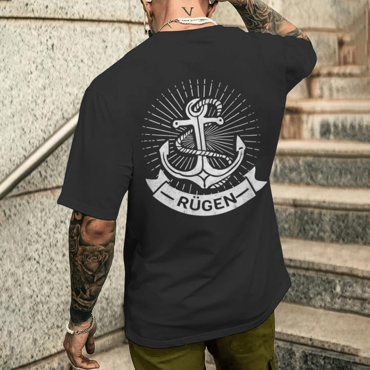 Rügen Rüganer Island Retro Vintage Logo Anchor Idea T-Shirt mit Rückendruck Geschenke für Ihn