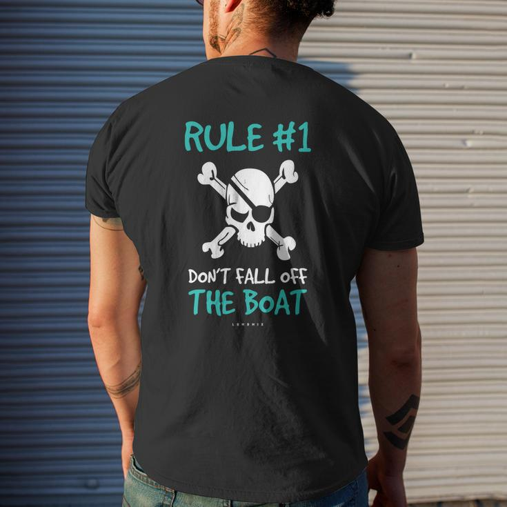 Rule 1 Dont Fall Off The Boat Cruise Pirate Mens Back Print T-shirt Gifts for Him