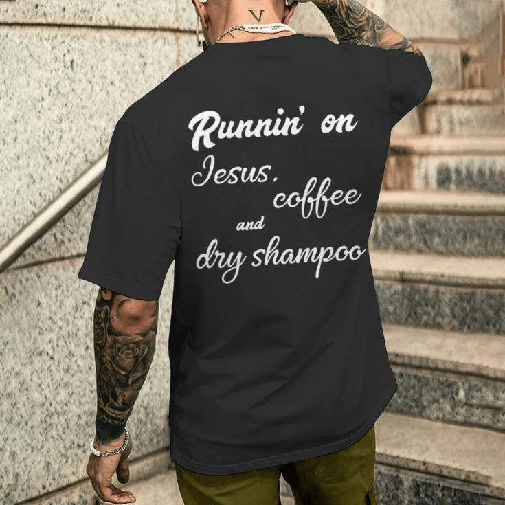 Running Jesus Coffee And Dry Shampoo Men's T-shirt Back Print Gifts for Him