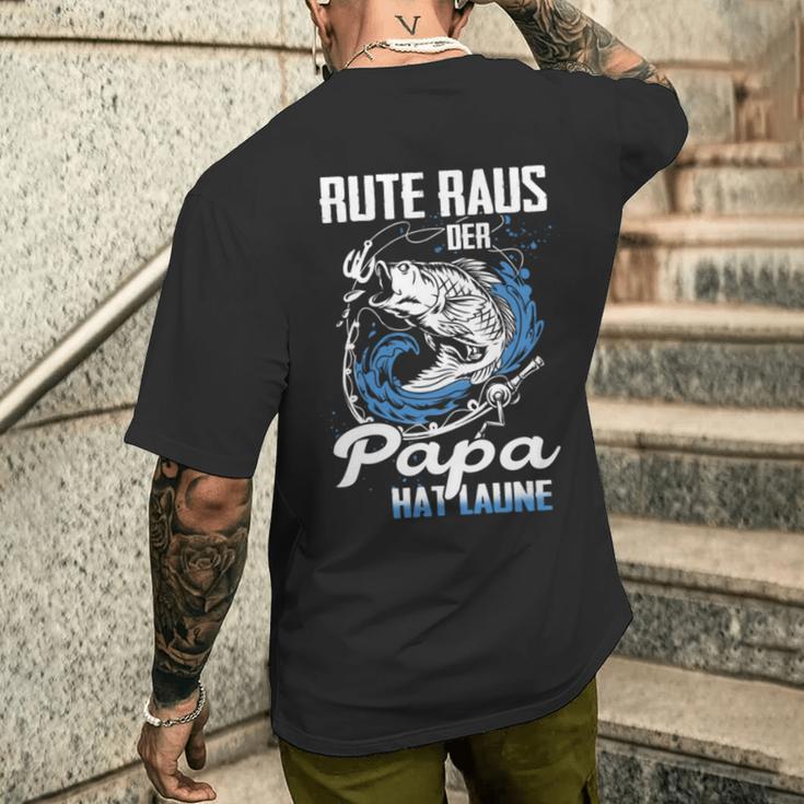 Rute Raus Der Papa Hat Laune Fischer T-Shirt mit Rückendruck Geschenke für Ihn