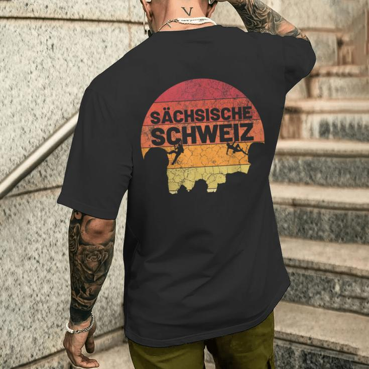 Sächsische Schweiz Bergsteiger & Climbing T-Shirt mit Rückendruck Geschenke für Ihn