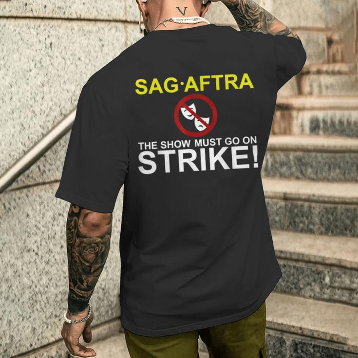 SAG-AFTRA Streik-Unterstützung Kurzärmliges Herren-T-Kurzärmliges Herren-T-Shirt The Show Must Go On Strike! Geschenke für Ihn