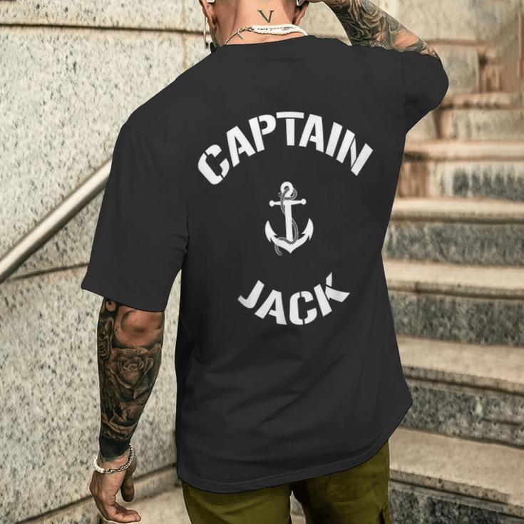 Sailing Boat Captain Jack Personalized Boating Name Men's T-shirt Back Print Gifts for Him