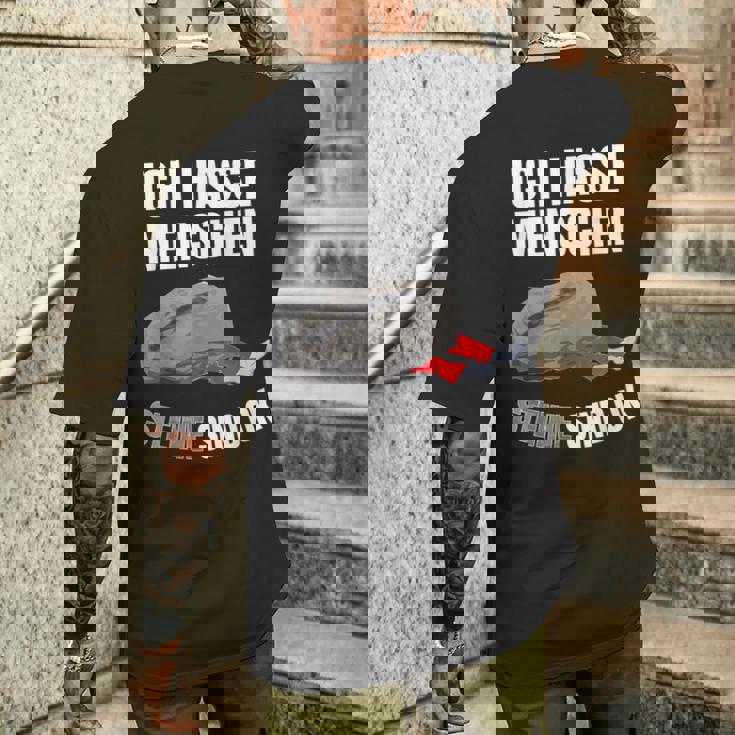 Sarcasmus Slogan Ich Hasse Menschen S Black T-Shirt mit Rückendruck Geschenke für Ihn