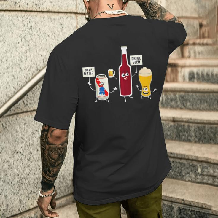 Save Water Drink Beer Drinking Oktoberfest Alcohol Men's T-shirt Back Print Gifts for Him