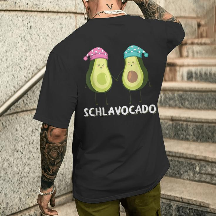 Schlavocado Avocado Couple Pyjamas Tired Sleep Slogan T-Shirt mit Rückendruck Geschenke für Ihn