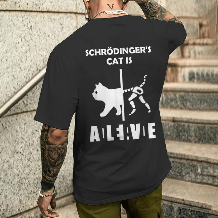 Schrödingers Cat Dead And Alive Physics Nerd T-Shirt mit Rückendruck Geschenke für Ihn