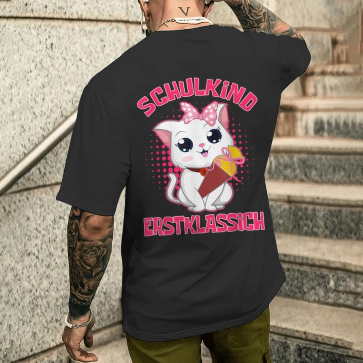 Schulkind Erstklassig Katz T-Shirt mit Rückendruck Geschenke für Ihn