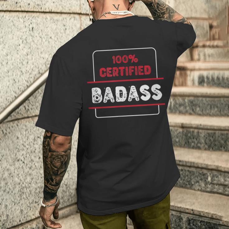 Schwarzes Kurzärmliges Herren-T-Kurzärmliges Herren-T-Shirt 100% Certified Badass, Coole Aufdruck Mode Geschenke für Ihn