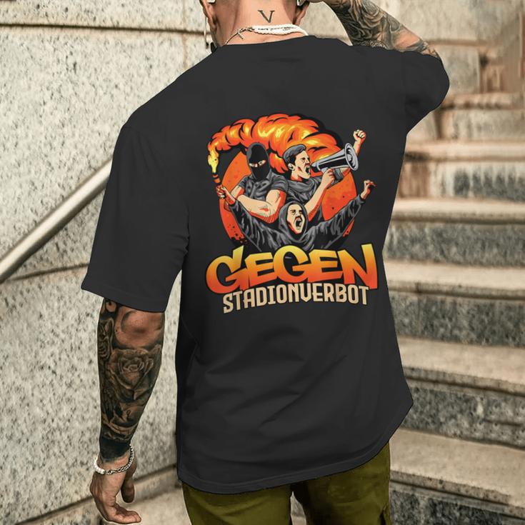 Schwarzes Kurzärmliges Herren-T-Kurzärmliges Herren-T-Shirt Gegen Stadionverbot, Feuer-Design Grafik-Print Geschenke für Ihn