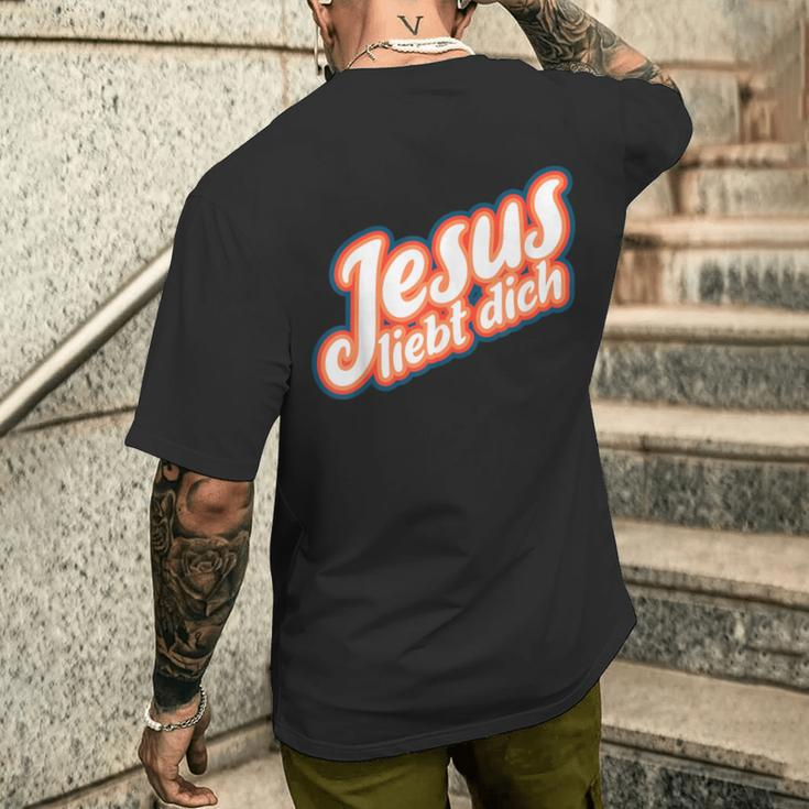 Schwarzes Kurzärmliges Herren-T-Kurzärmliges Herren-T-Shirt mit 'Jesus liebt dich' Aufdruck, Christliche Mode Geschenke für Ihn