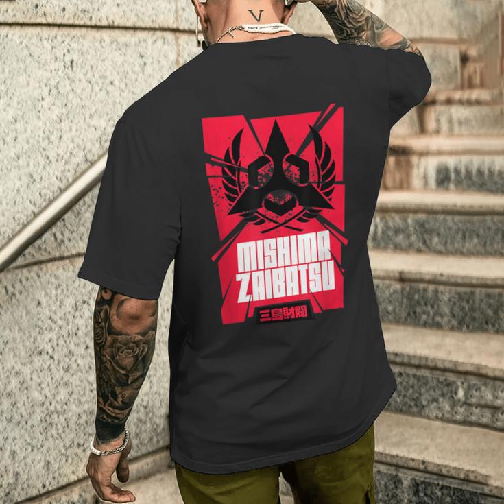 Schwarzes Kurzärmliges Herren-T-Kurzärmliges Herren-T-Shirt mit Mishima Zaibatsu-Design in Rot, Fanartikel Geschenke für Ihn