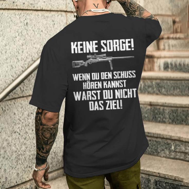 Schwarzes Kurzärmliges Herren-T-Kurzärmliges Herren-T-Shirt mit Spruch & Gewehr, Zieljagd-Motiv für Schützen Geschenke für Ihn