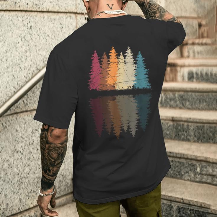 Schwarzes Kurzärmliges Herren-T-Kurzärmliges Herren-T-Shirt Waldspiegelung, Aquarell Design Geschenke für Ihn